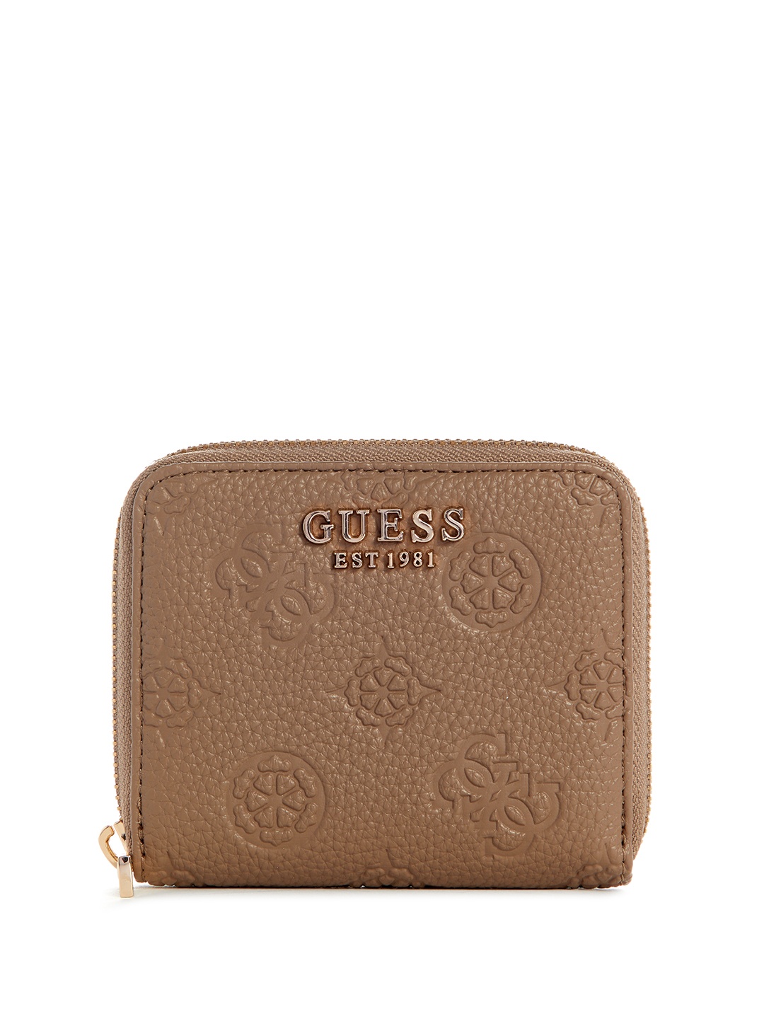 

GUESS Women Brand Logo Textured Zip Around Wallet, Beige