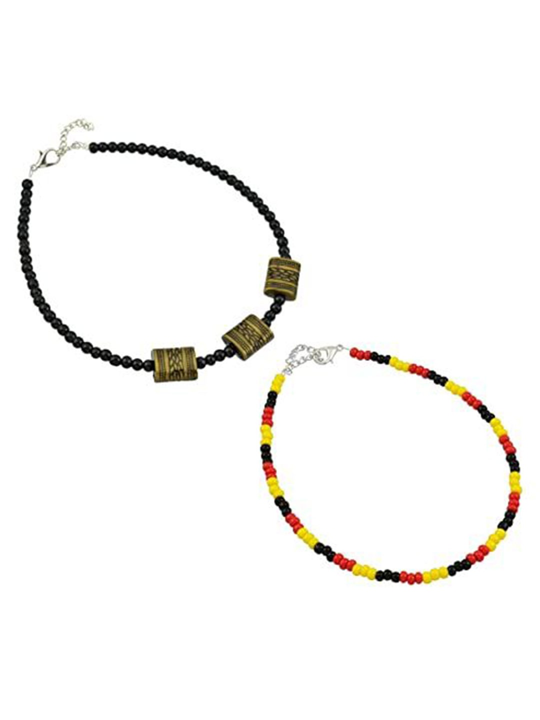 

HIGH TRENDZ Women Set of 2 Anklets, Black