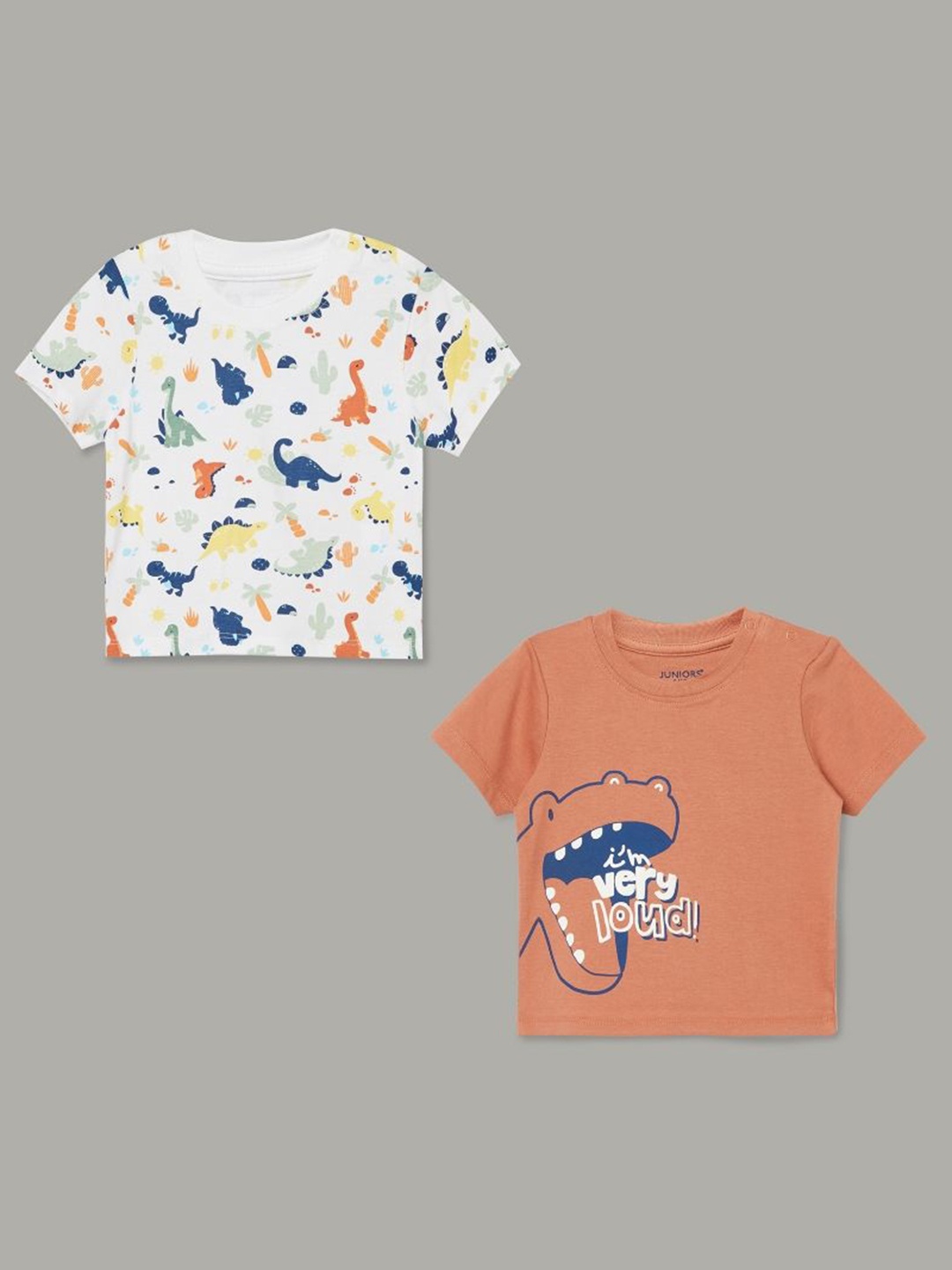 

Juniors by Lifestyle Boys Tropical Printed Pack Of 2 Cotton Casual T-shirt, White