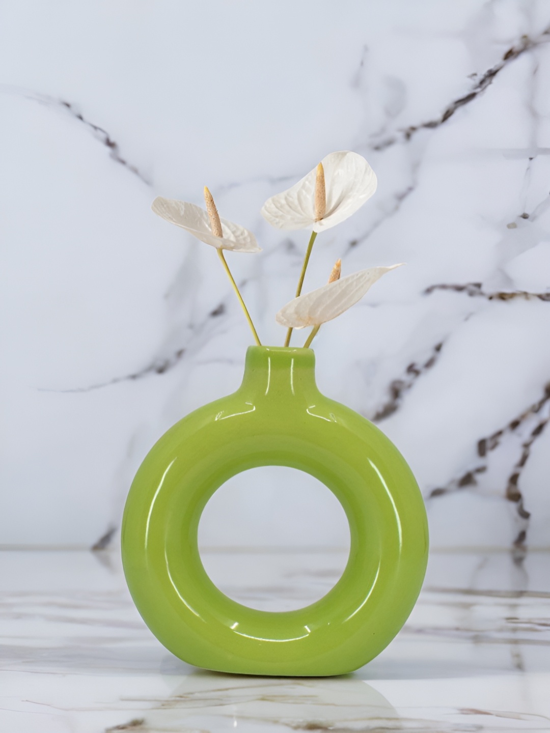 

The Decor Lane Green Glossy Ceramic Flower Vase