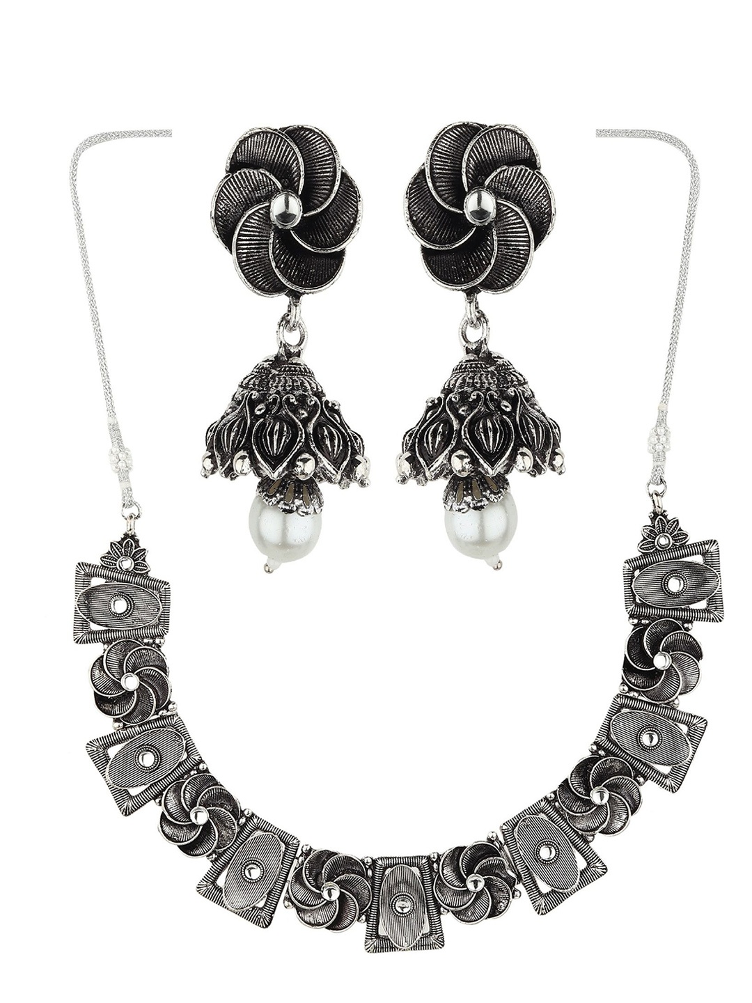 

RHOSYN Stone, Oxidized Jewellery Set, Silver