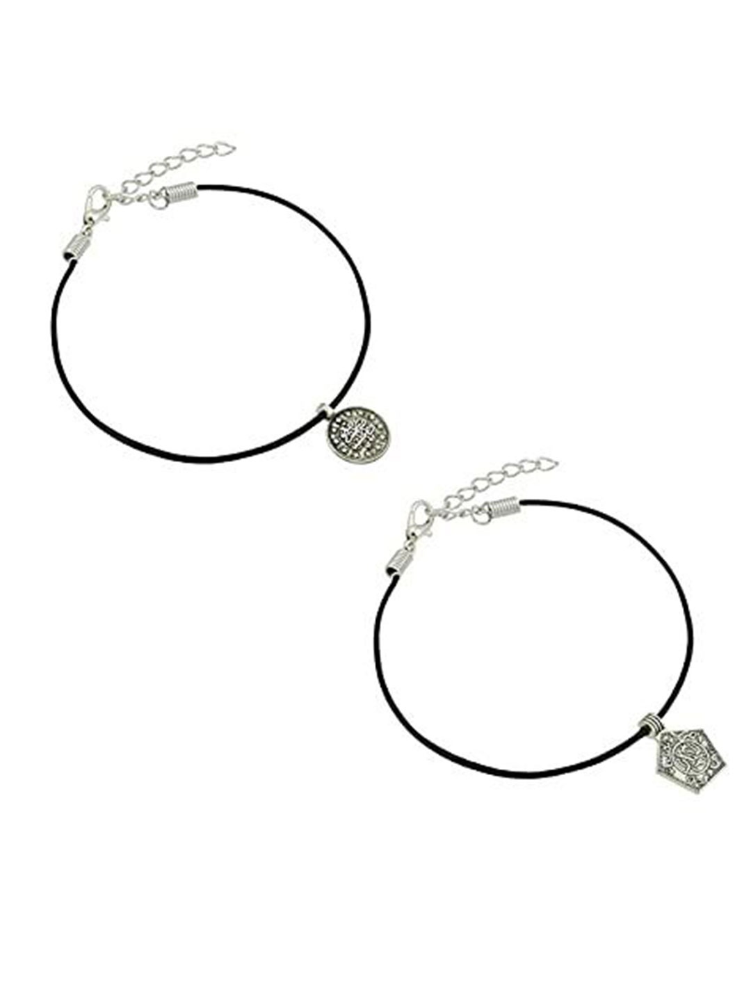 

HIGH TRENDZ Women Set of 2 Anklets, Black