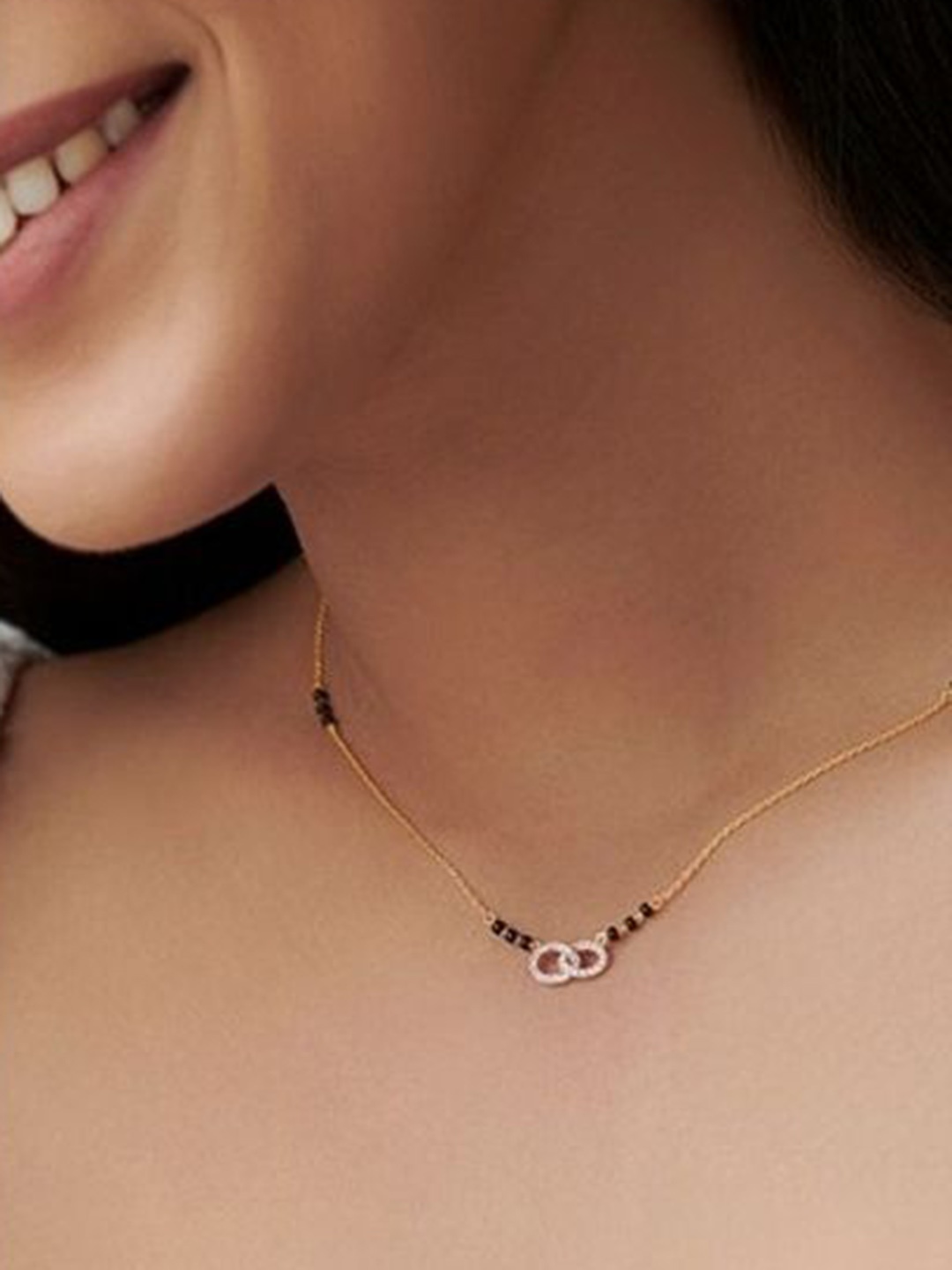 

Wynona Gold-Plated Artificial Stones and Beads Mangalsutra