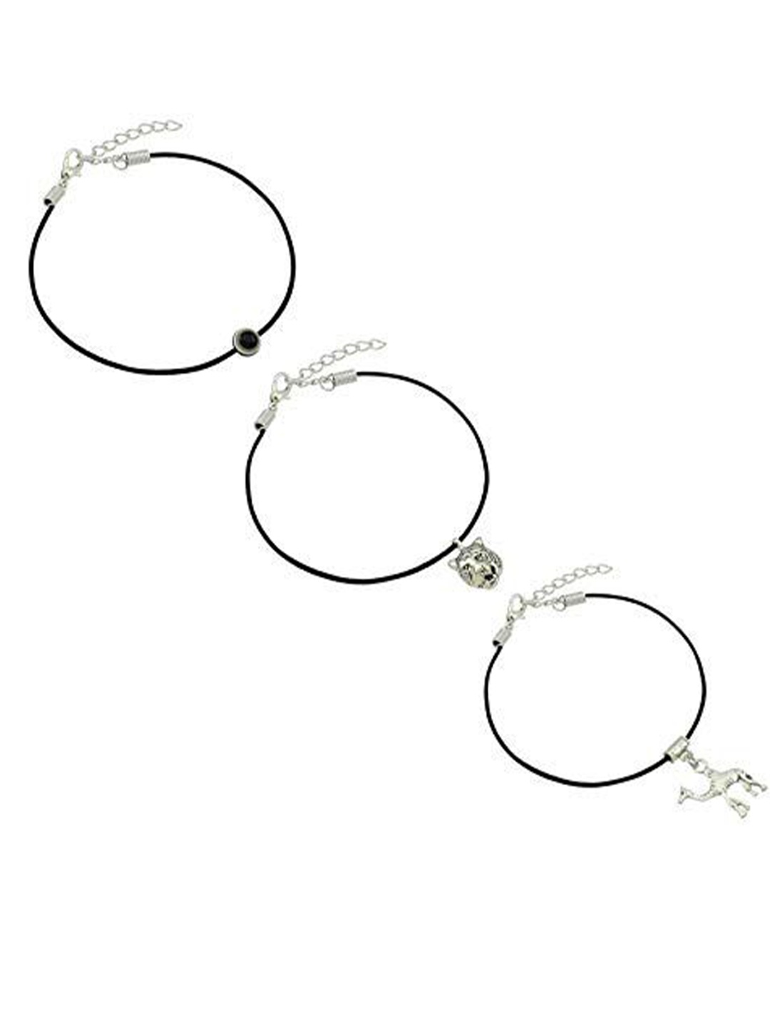 

HIGH TRENDZ Women Set of 3 Anklets, Black