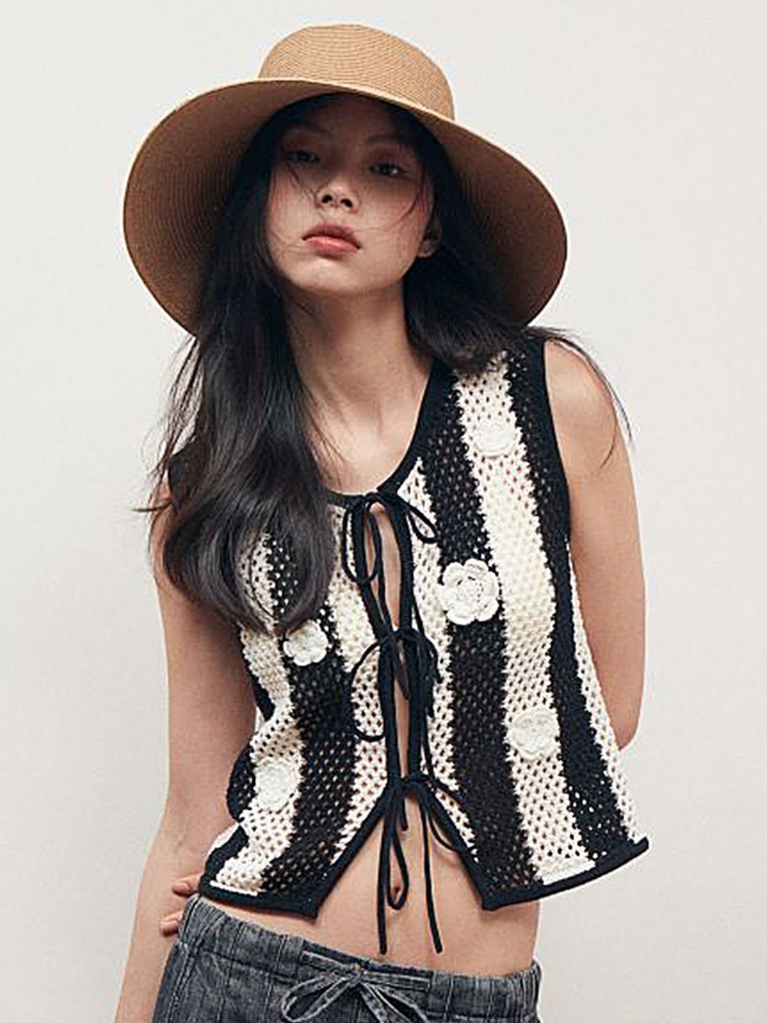

LULU & SKY Tie-Up Neck Styled Back Crop Top, Black