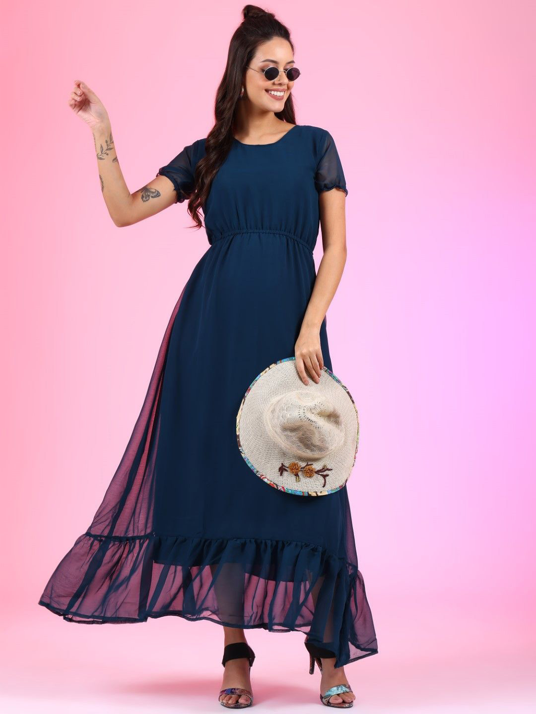 

Raiyani Enterprise Crepe Fit & Flare Dress, Blue