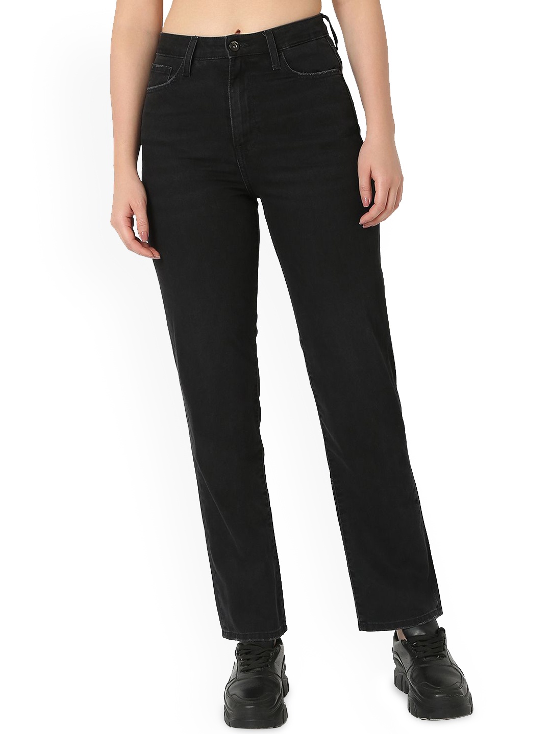 

SPYKAR Women Straight Fit High-Rise Jeans, Black