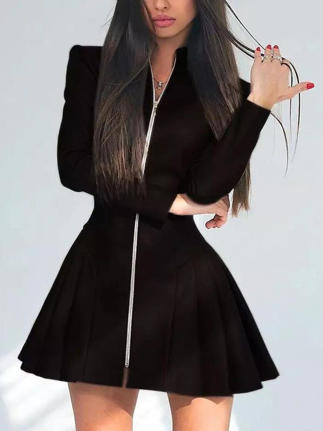

StyleCast x Revolte Halter Neck Shirt Mini Dress, Black
