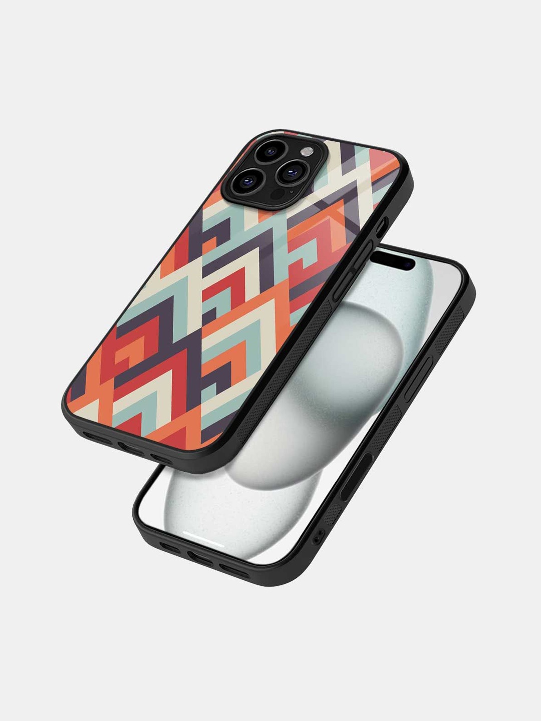 

macmerise Geometric Printed iPhone 16 Pro Max Bumper Case Mobile Accessories, Black