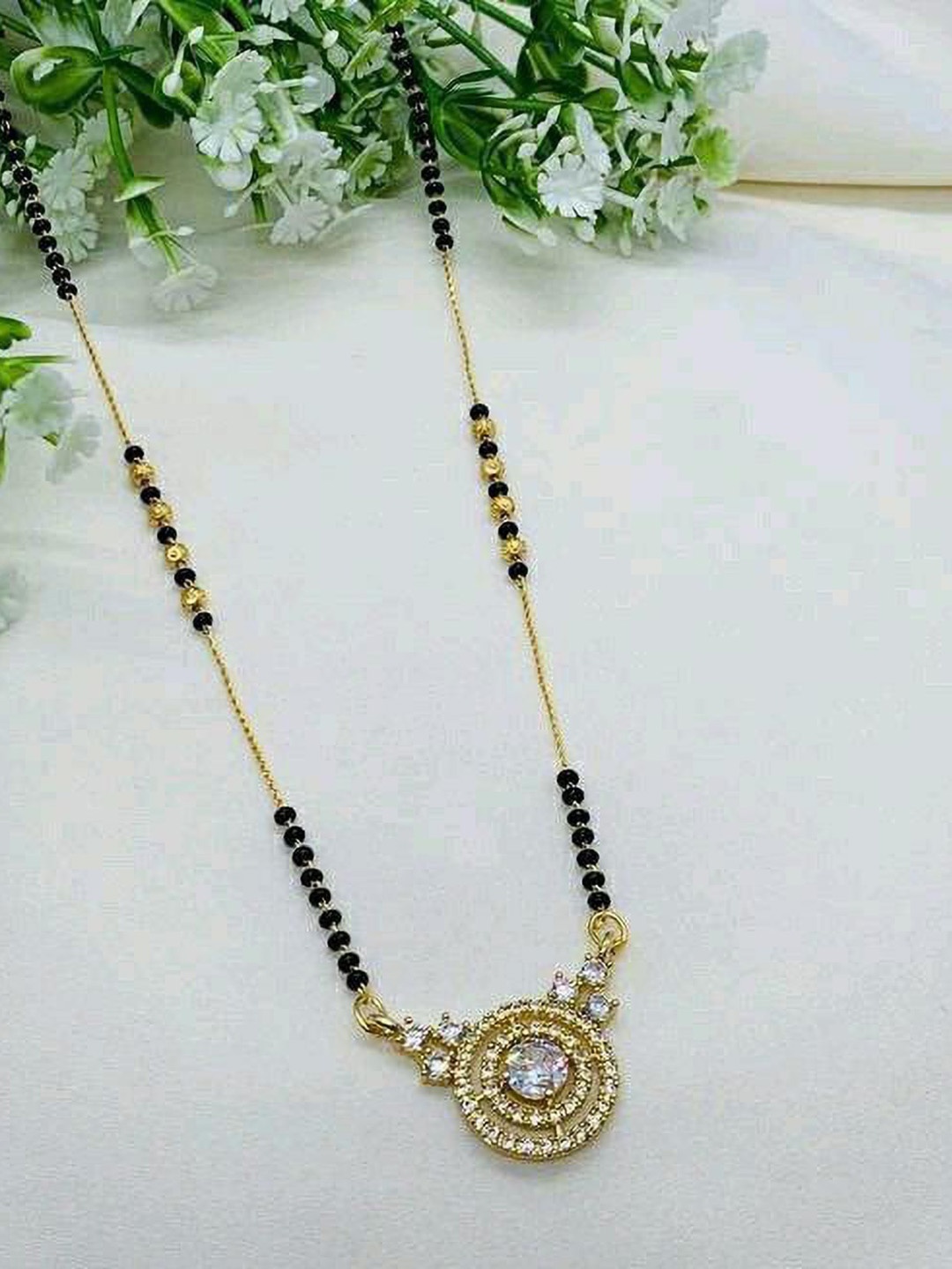 

Wynona Gold-Plated Artificial Beads Mangalsutra