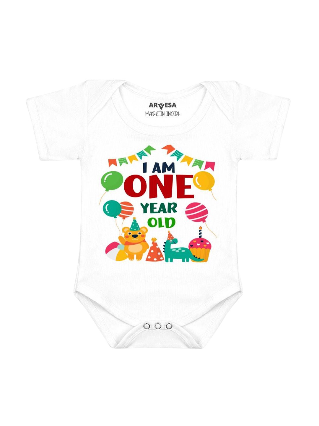

Arvesa Infants Printed Body Suit, White