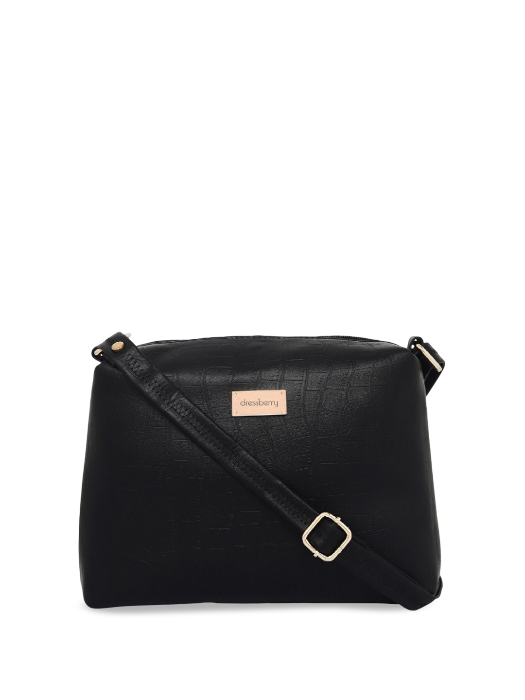

DressBerry Textured PU Sling Bag with Quilted, Black