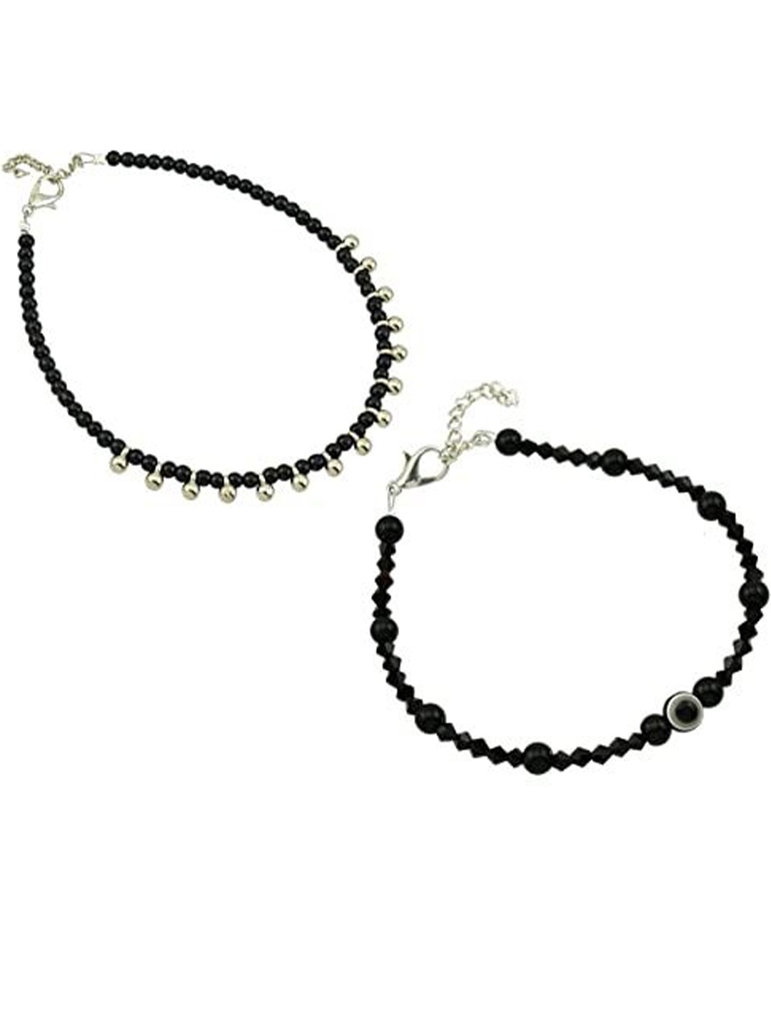 

HIGH TRENDZ Women Set of 2 Anklets, Black