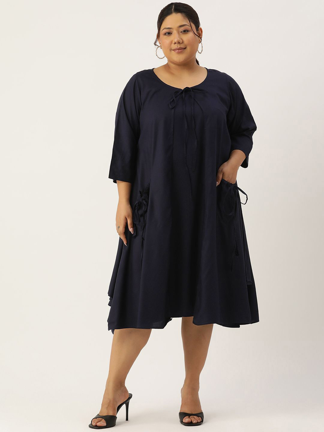 

theRebelinme Layered A-Line Midi Dress, Navy blue