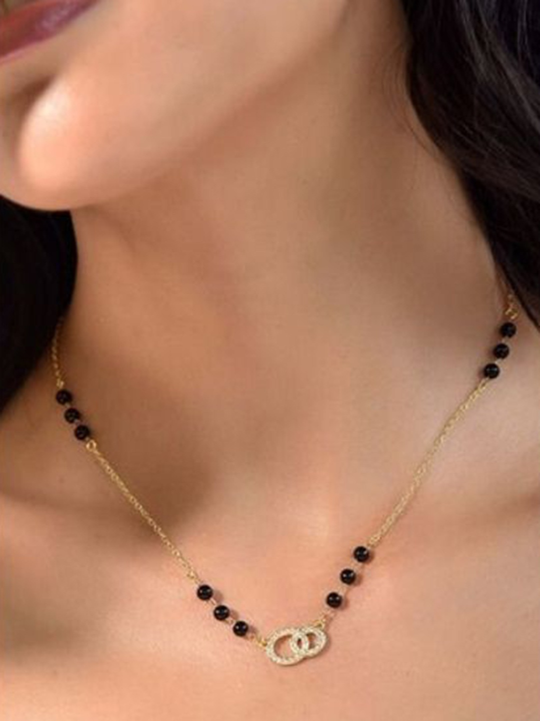 

Wynona Gold-Plated Artificial Stones and Beads Mangalsutra