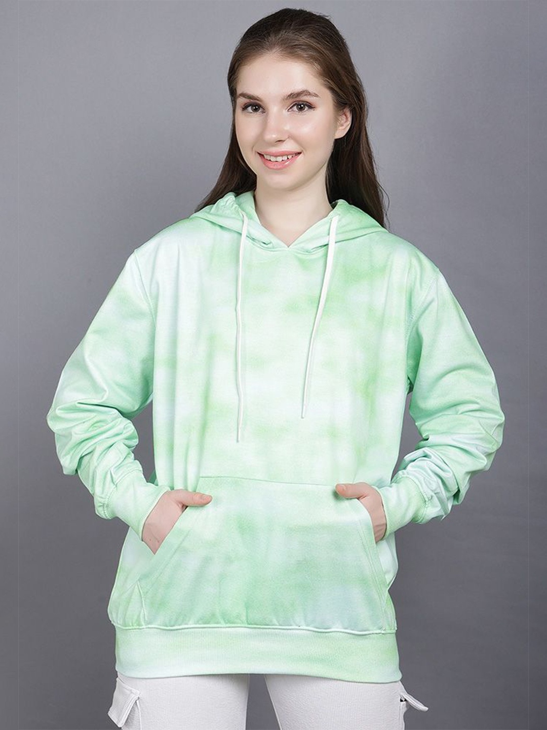 

Wear Your Opinion Women Oversized Printed Hooded Sweatshirt, Lime green
