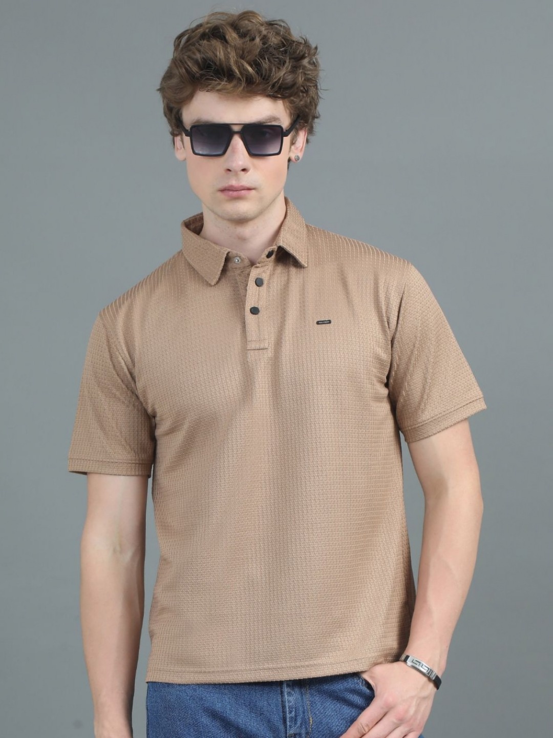 

PAUL STREET Men Polo Collar Slim Fit T-shirt, Brown