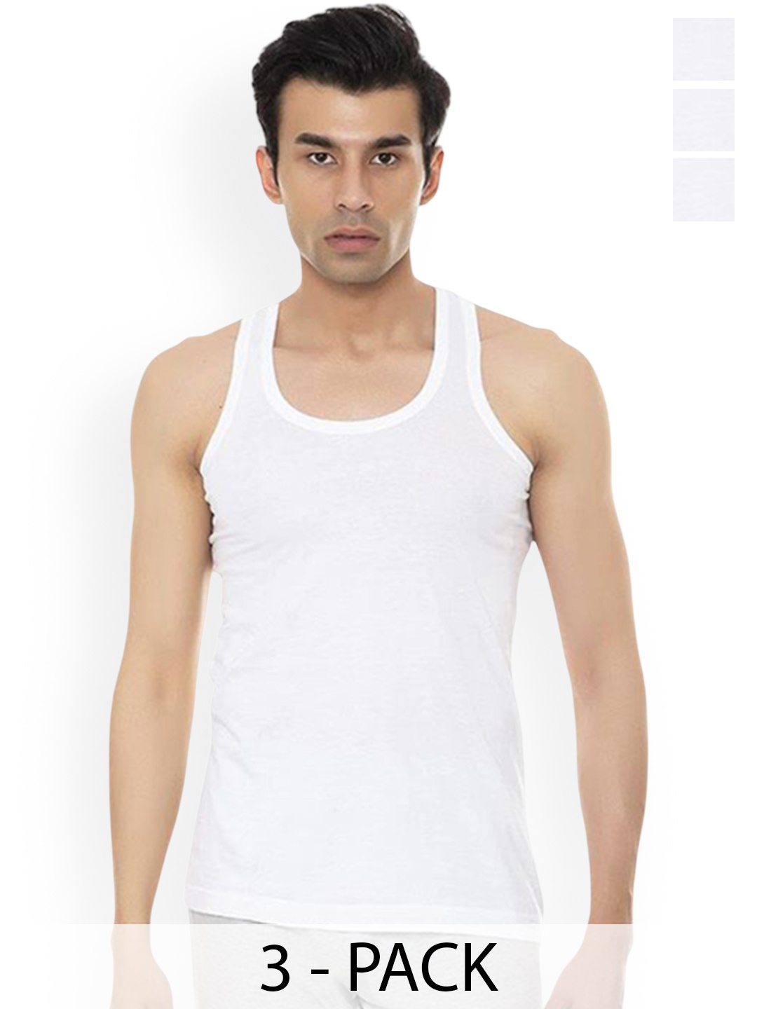 

AMUL COMFY Pack of 3 Cotton Sleeveless Innerwear Vests Comfy-White-RN-3-85