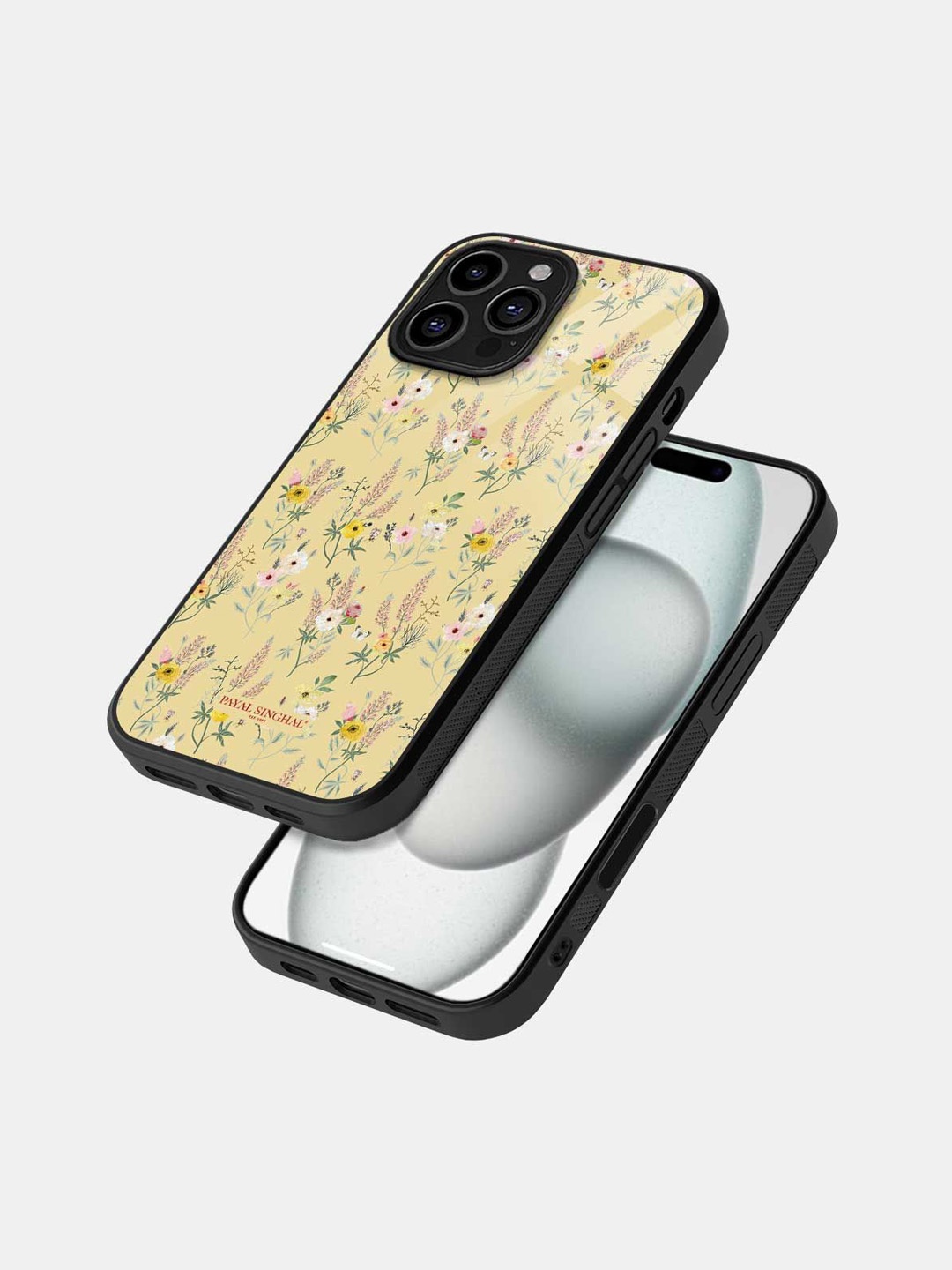 

macmerise Floral Printed iPhone 16 Pro Max Bumper Case Mobile Accessories, Black