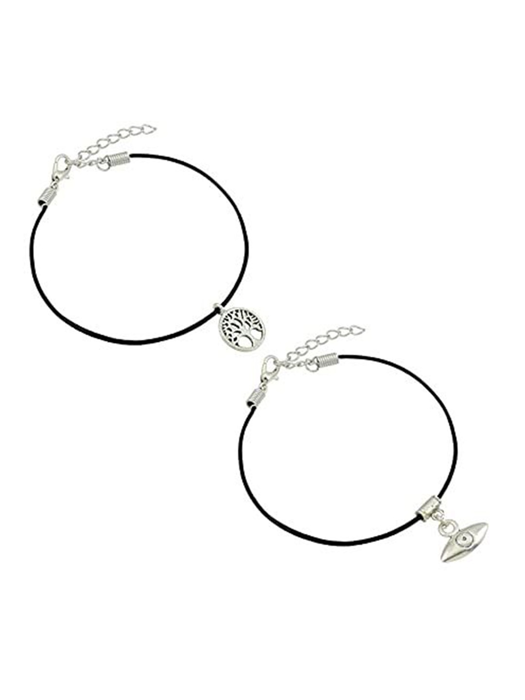 

HIGH TRENDZ Women Set of 2 Anklets, Black