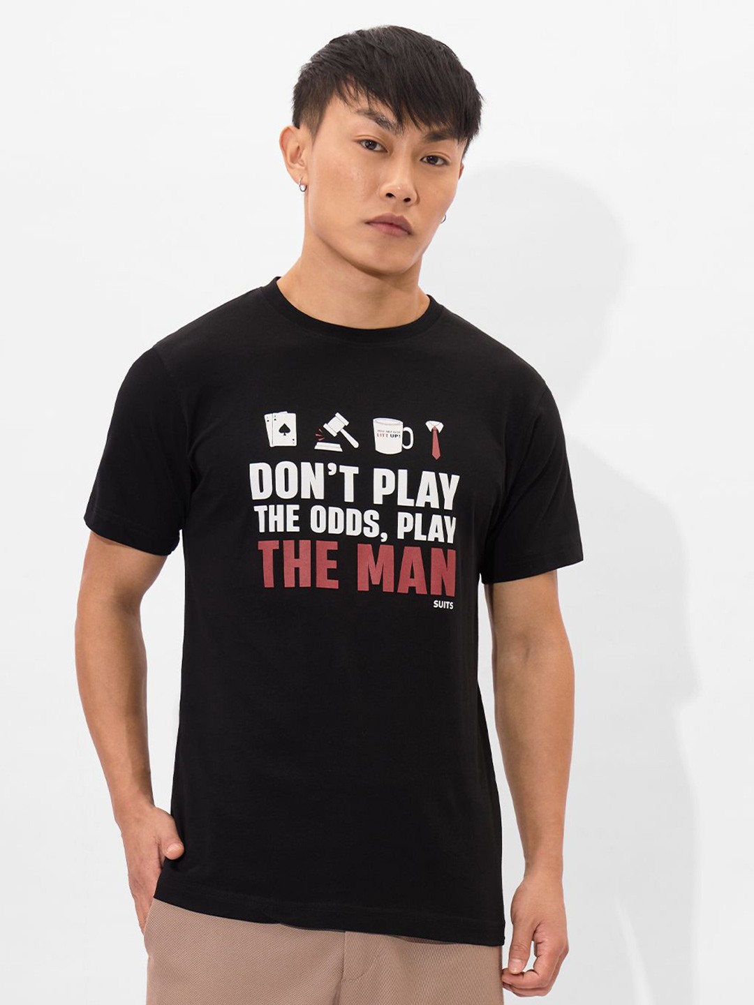 

The Souled Store Men Typography Printed T-shirt, Black