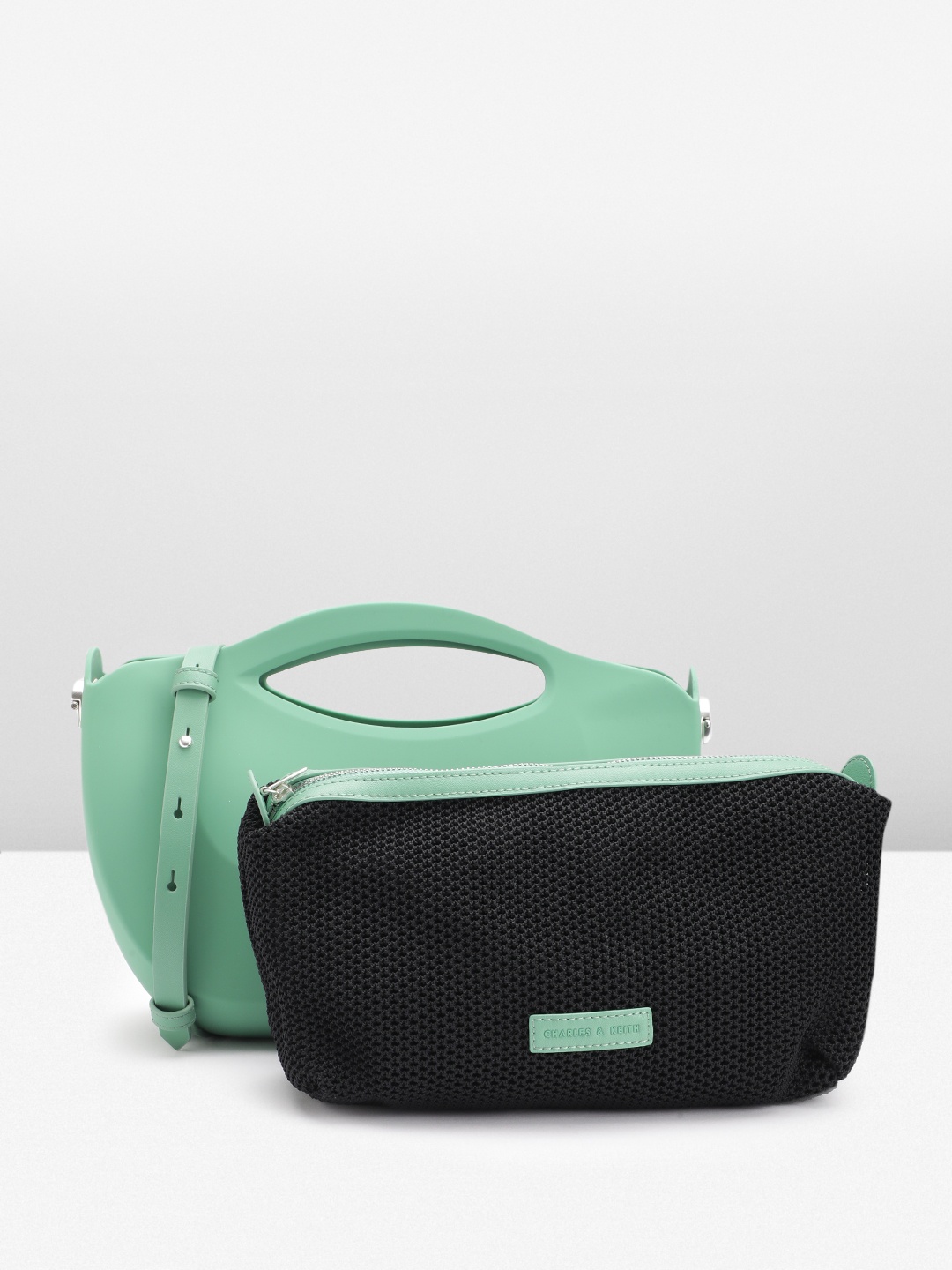 

CHARLES & KEITH Structured Handheld Bag, Green