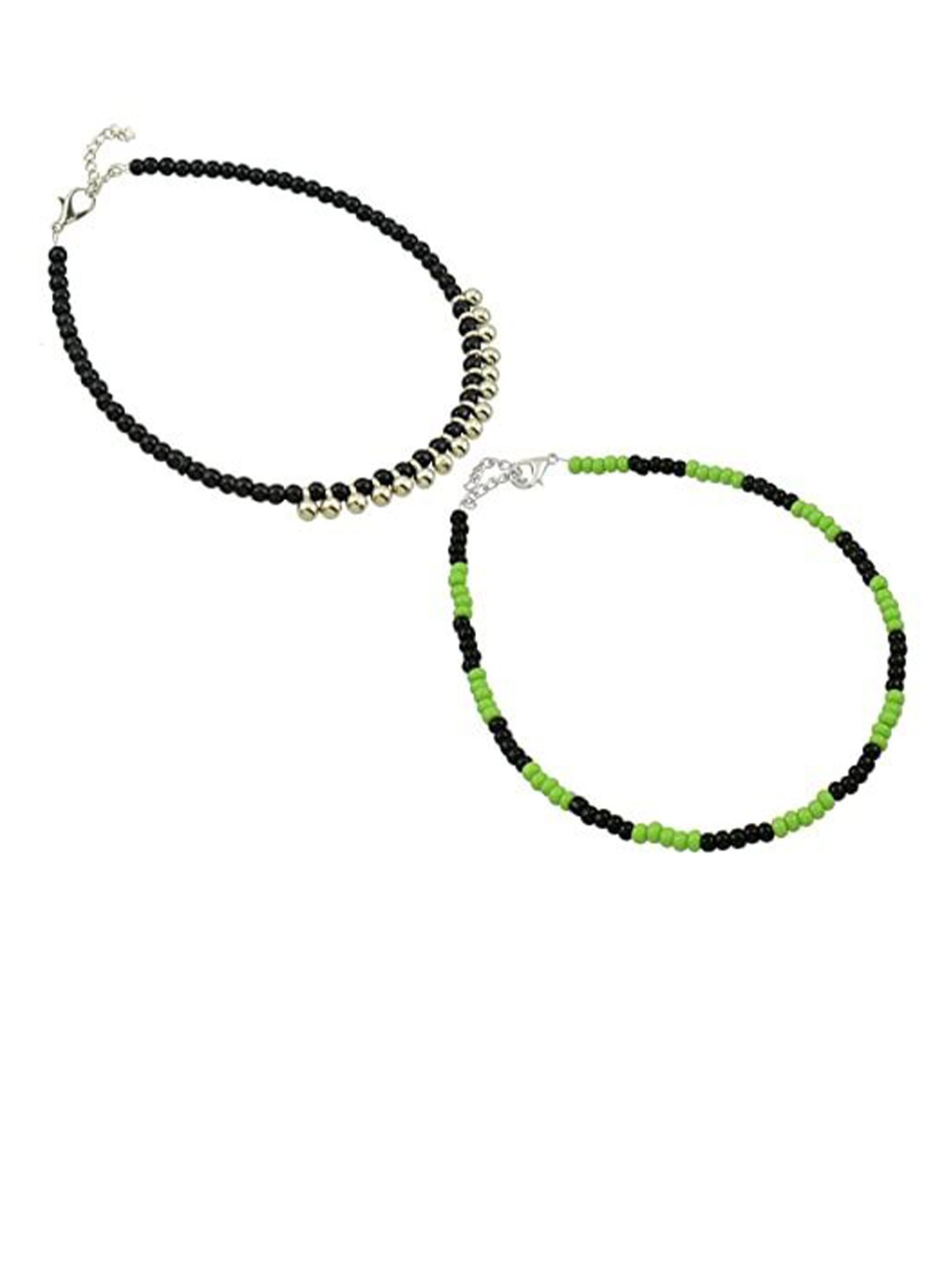 

HIGH TRENDZ Women Set of 2 Anklets, Black