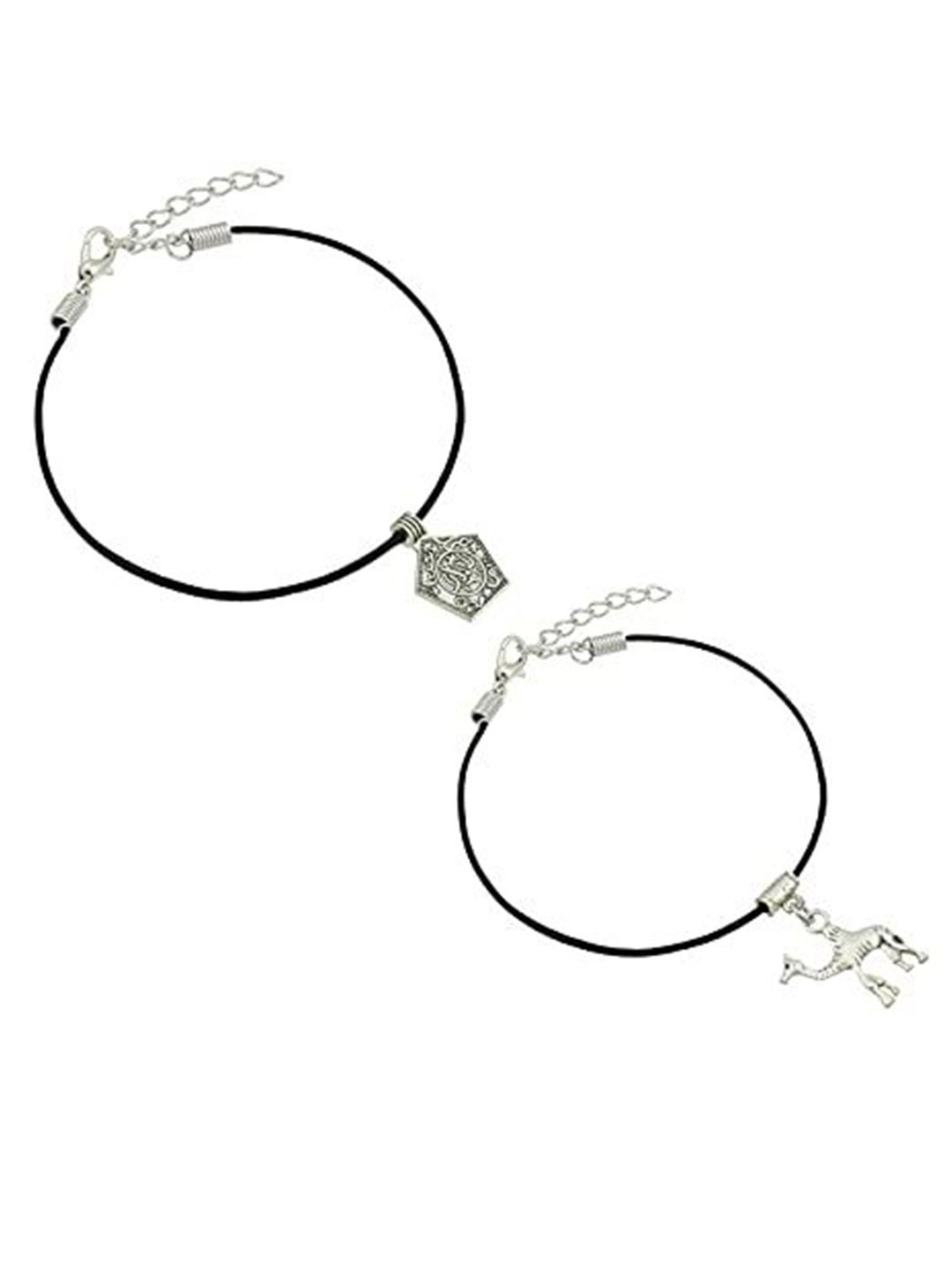 

HIGH TRENDZ Women Set of 2 Anklets, Black