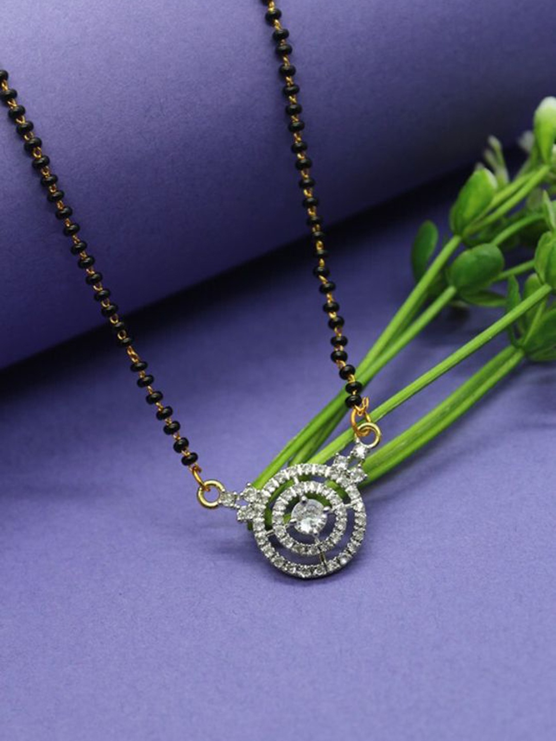 

Wynona Gold-Plated Artificial Stones and Beads Mangalsutra