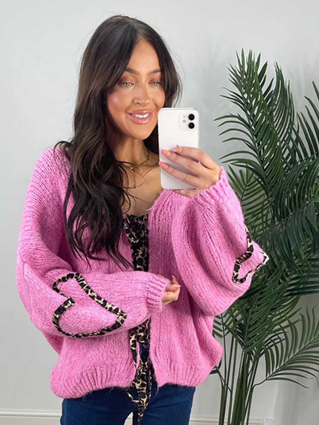 

LULU & SKY Women Cardigan with Embellished Detail, Pink