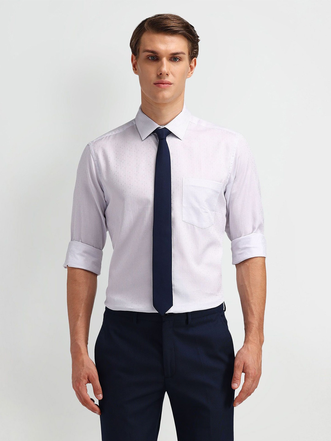 

Arrow Men Opaque Checked Casual Shirt, Purple