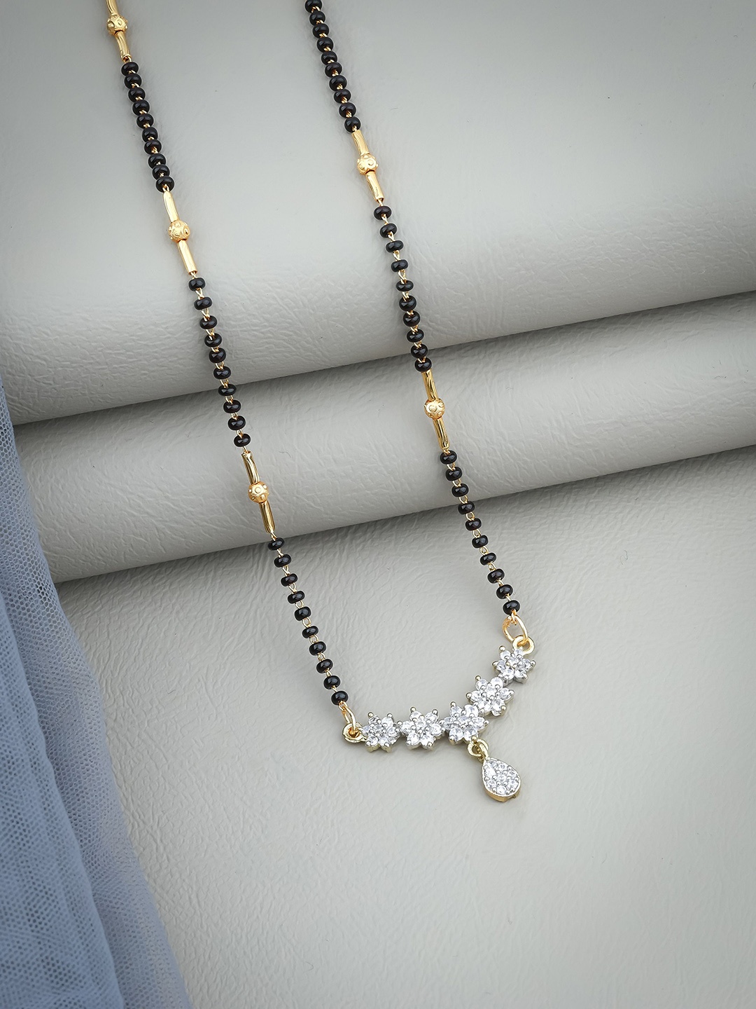 

Wynona Gold-Plated Artificial Stones and Beads Mangalsutra
