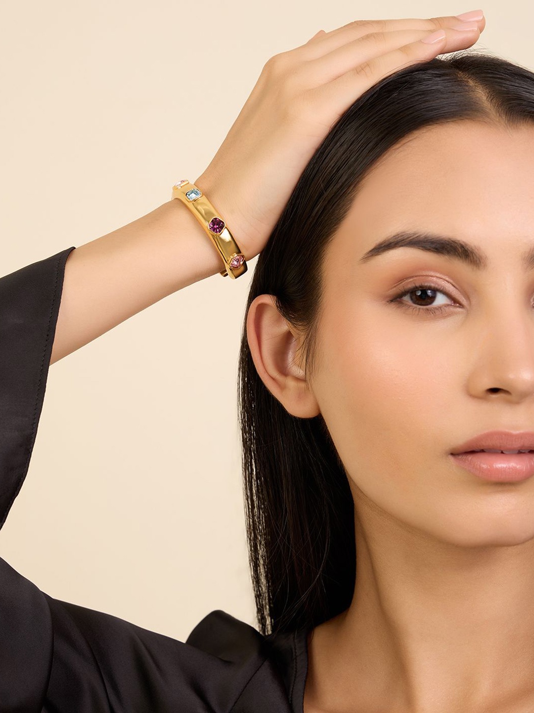 

Isharya Gold Plated Crystals Studded Cuff Bracelet