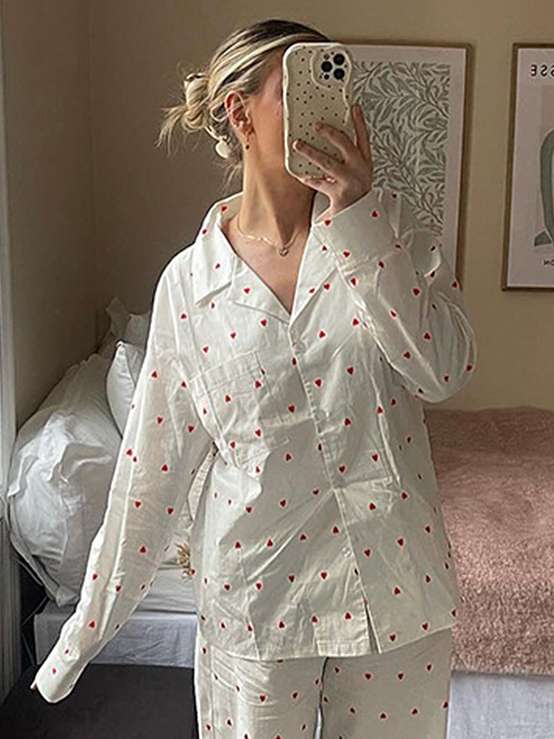 

LULU & SKY Floral Print Shirt Style Top, White