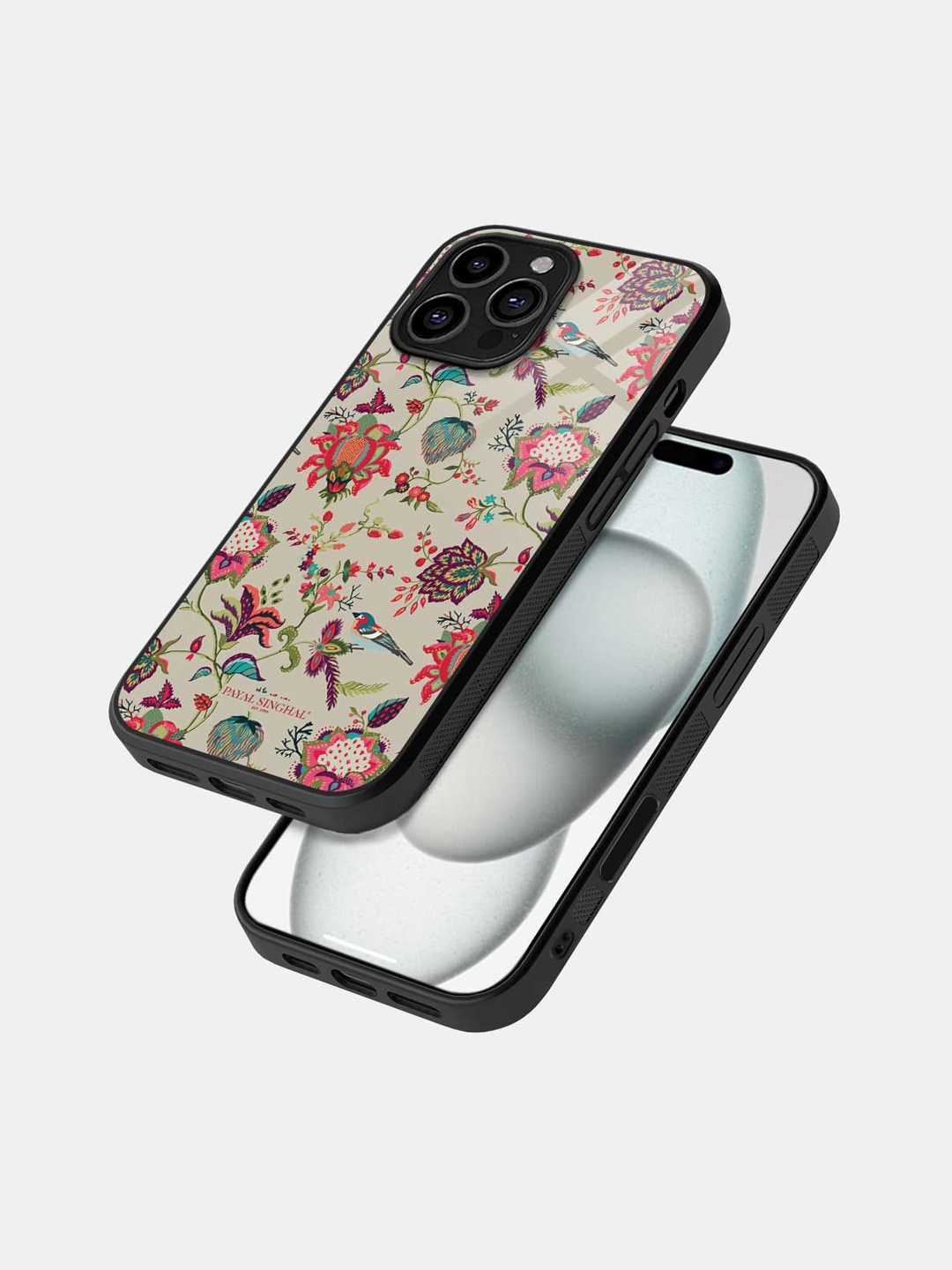 

macmerise Floral Printed iPhone 16 Pro Max Bumper Case Mobile Accessories, Black