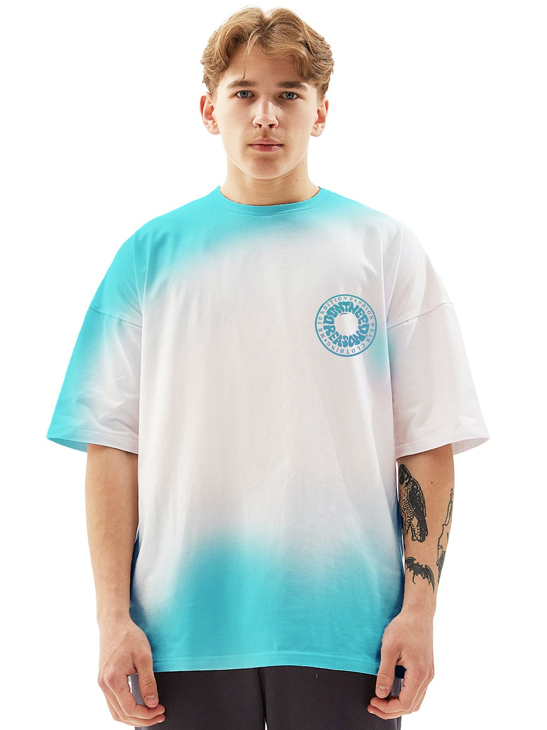 

SONIBROS Men Dyed Applique T-shirt, Blue