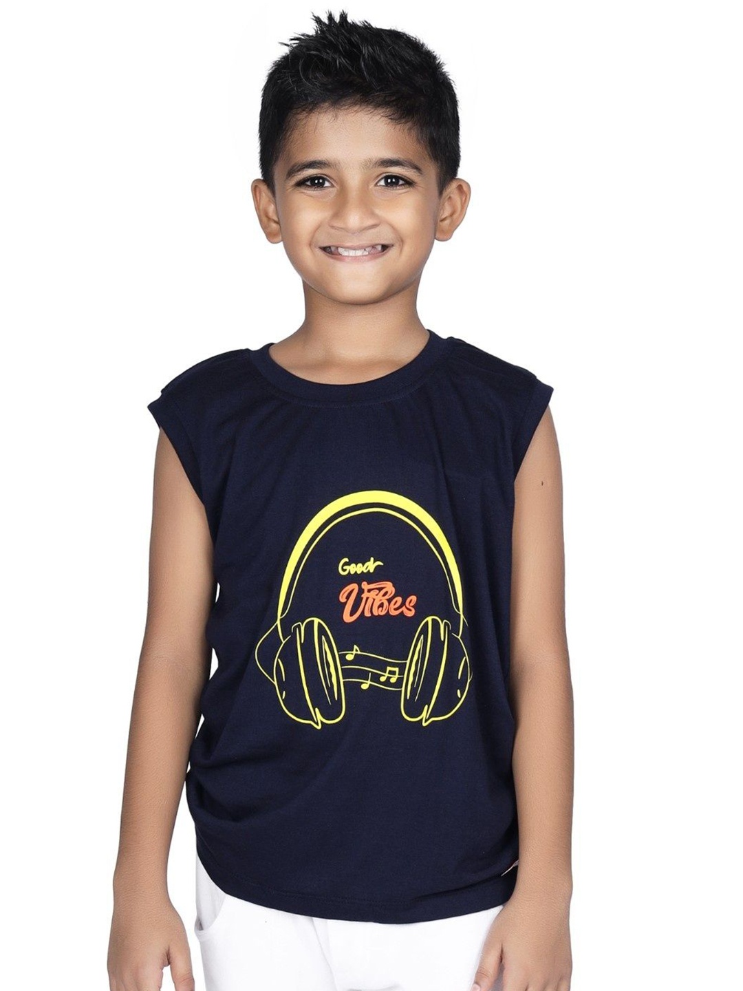

CRAZYPENGUIN ELITE Boys Graphic Printed Round Neck Cotton T-shirt, Navy blue