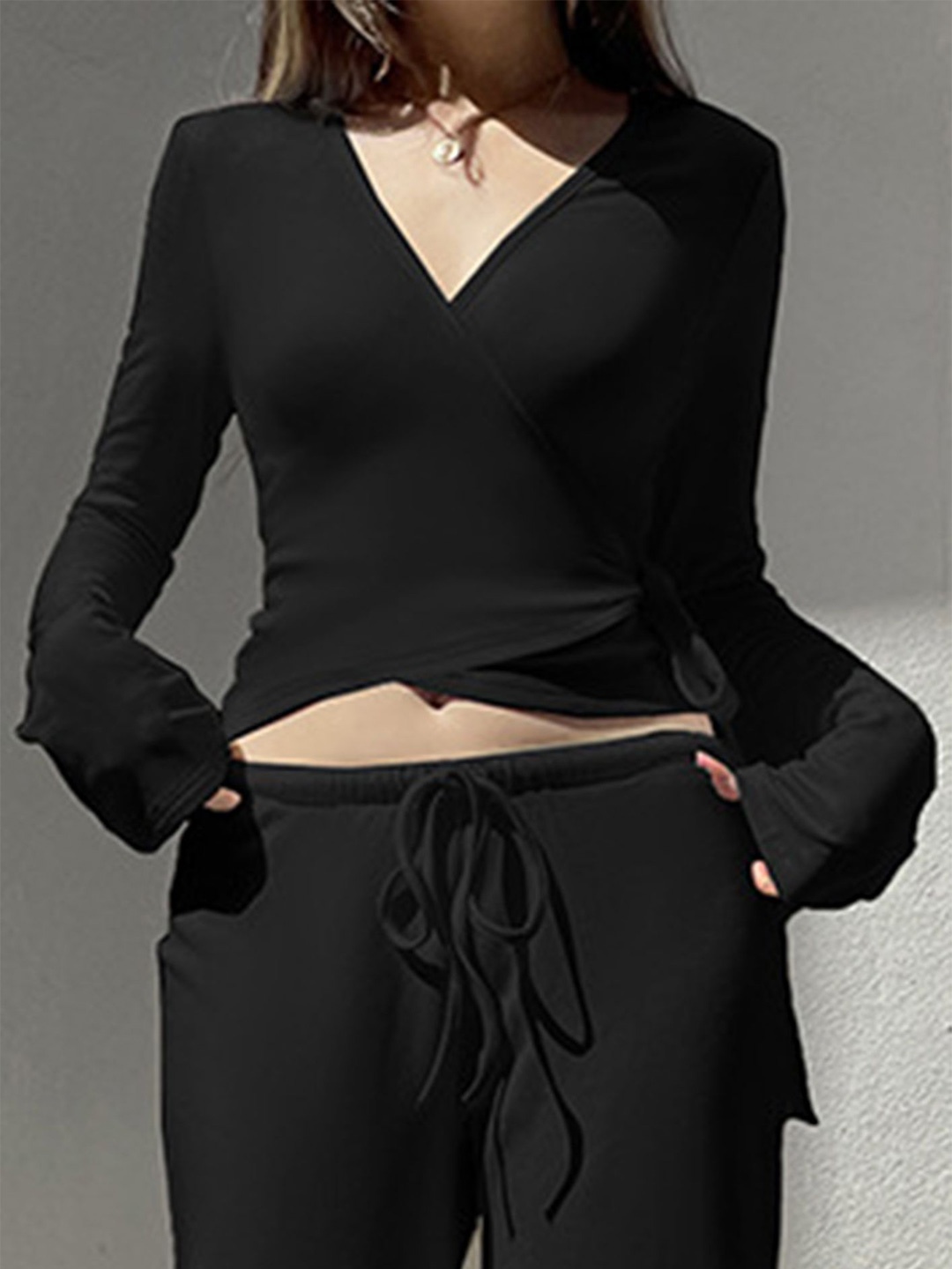 

LULU & SKY Wrap Crop Top, Black