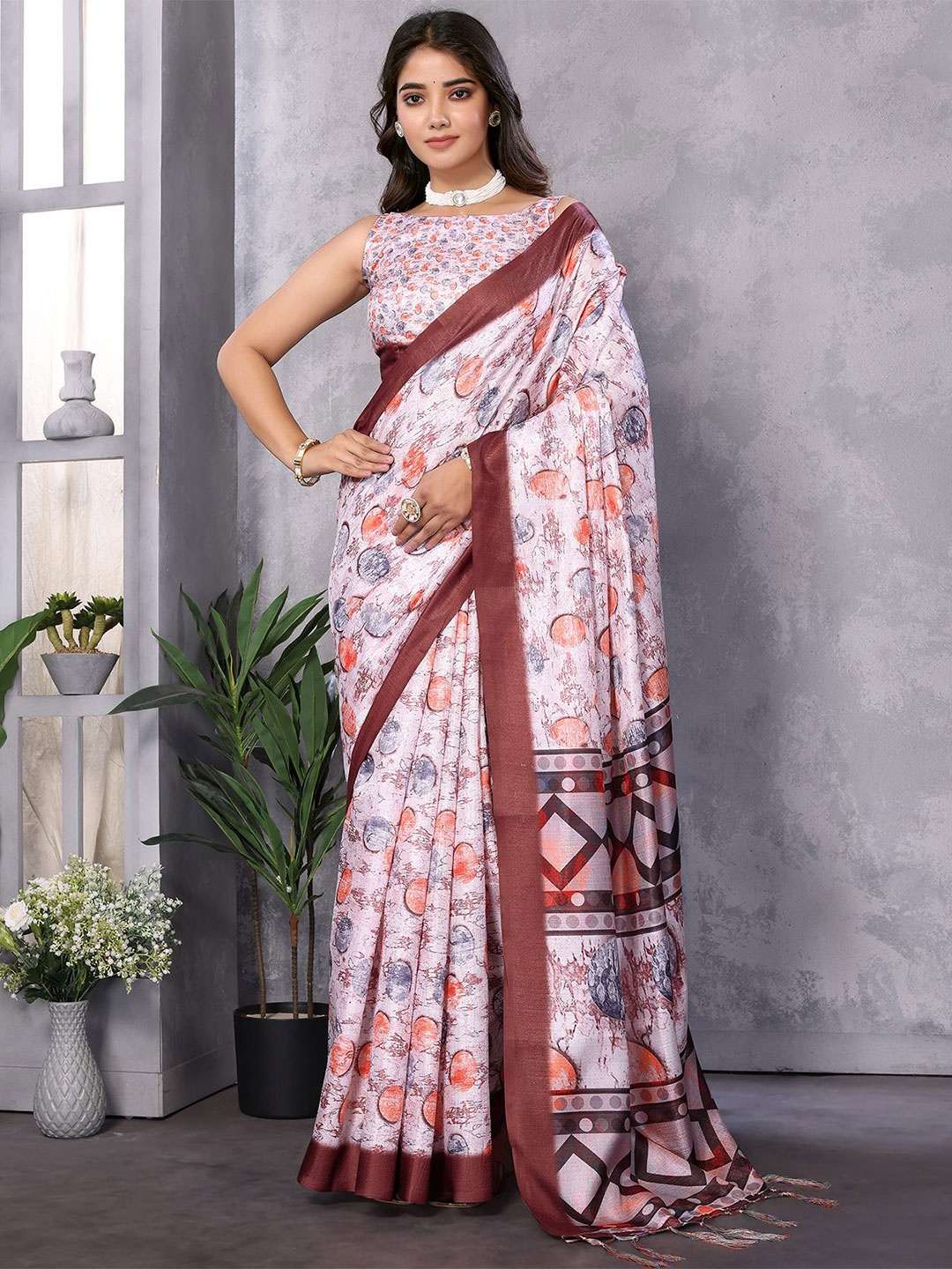 

KALINI Art Silk Saree, White