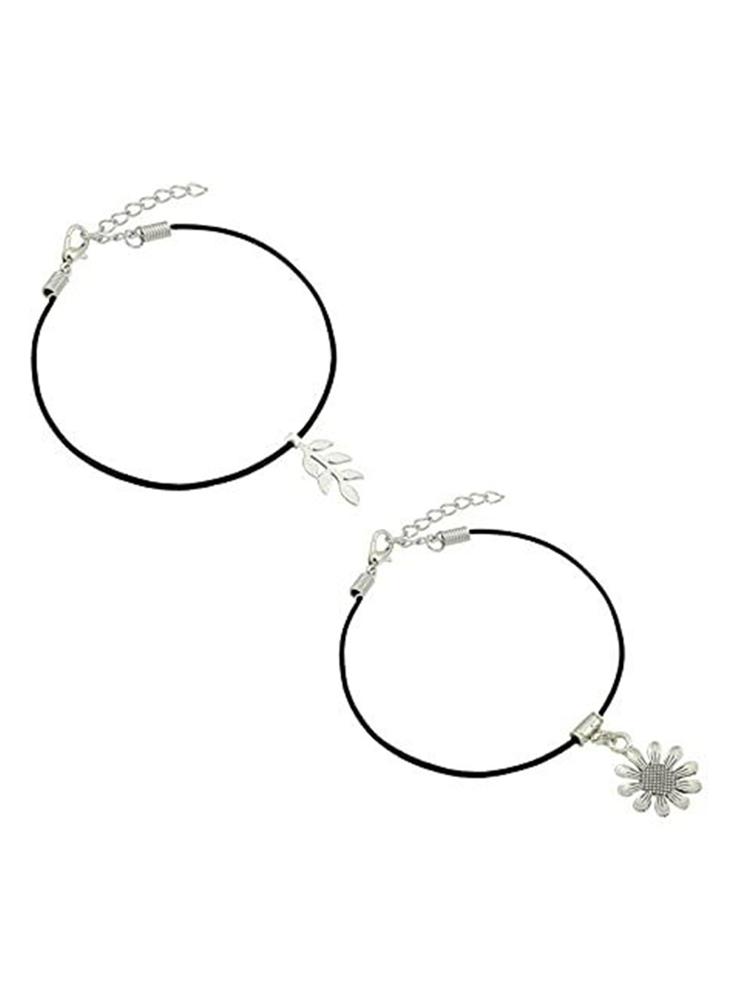 

HIGH TRENDZ Women Set of 2 Anklets, Black
