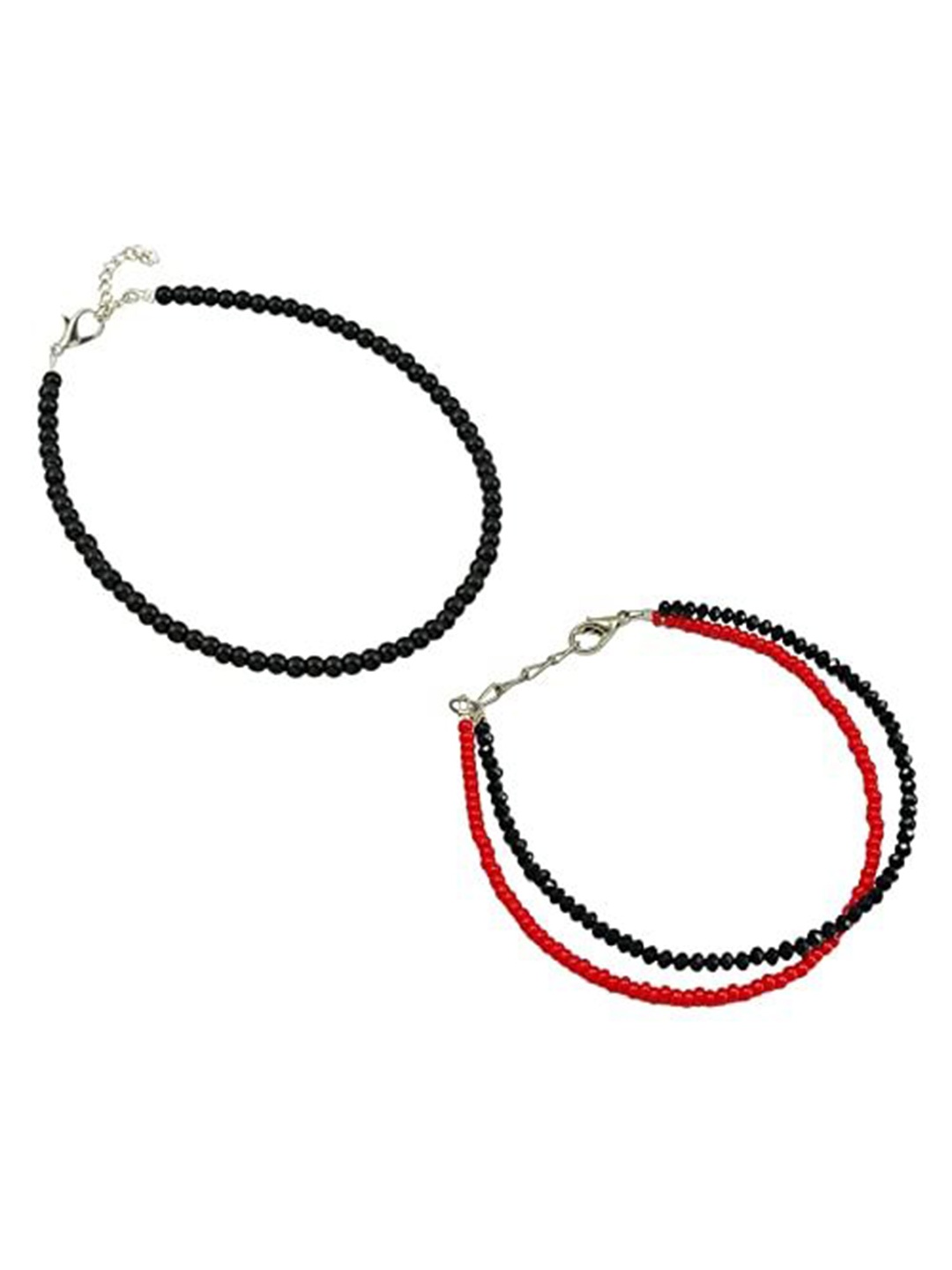 

HIGH TRENDZ Women Set of 2 Anklets, Black