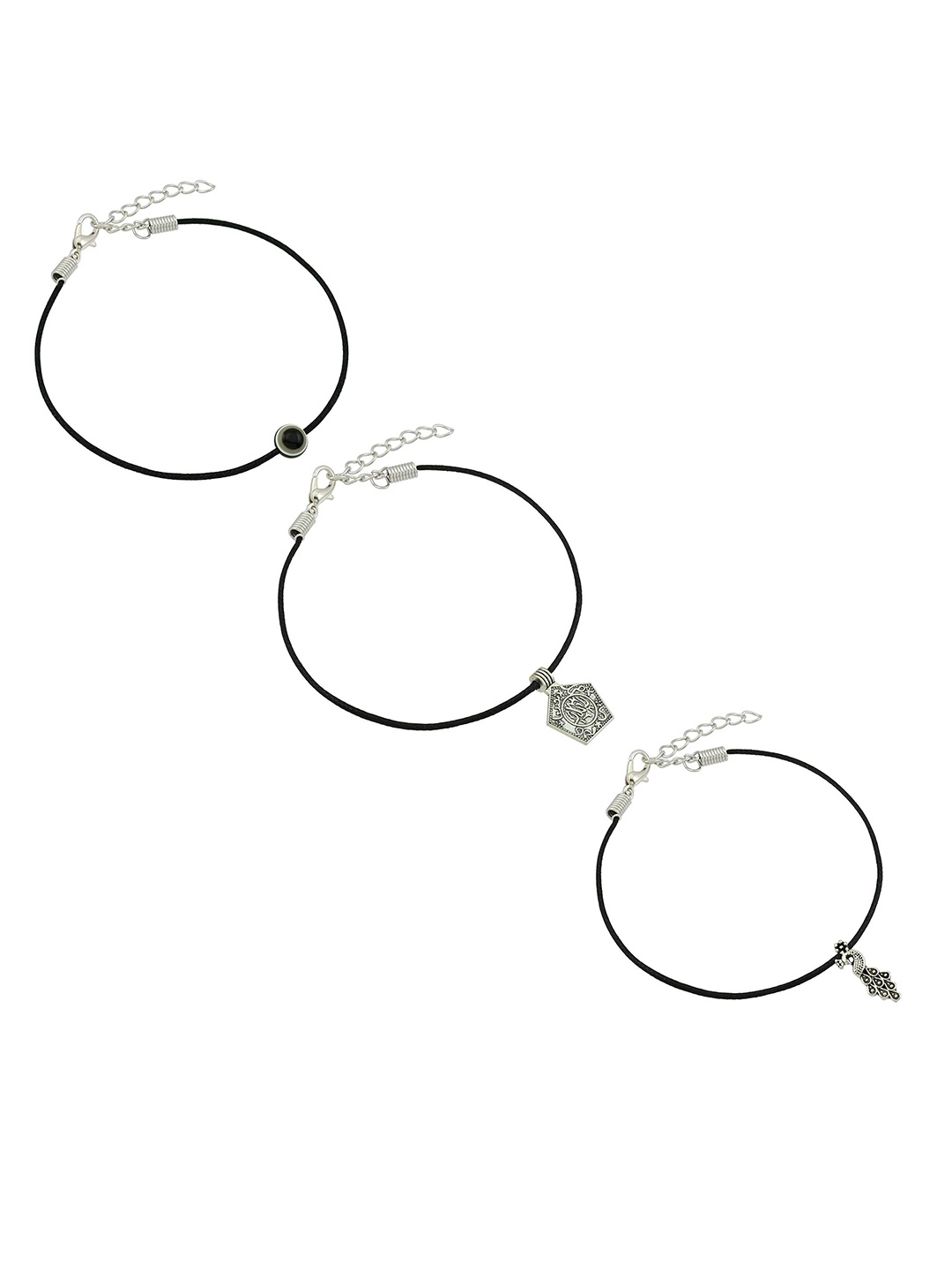 

HIGH TRENDZ Women Set of 2 Anklets, Black