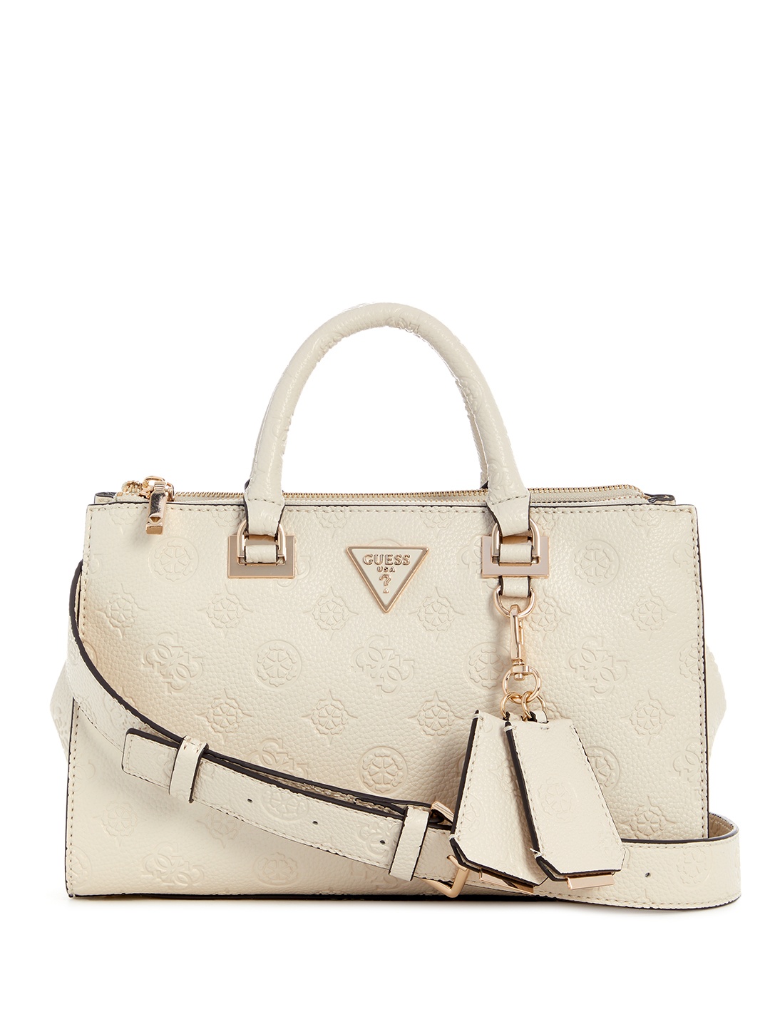 

GUESS Floral Textured Structured Handheld Bag, Beige