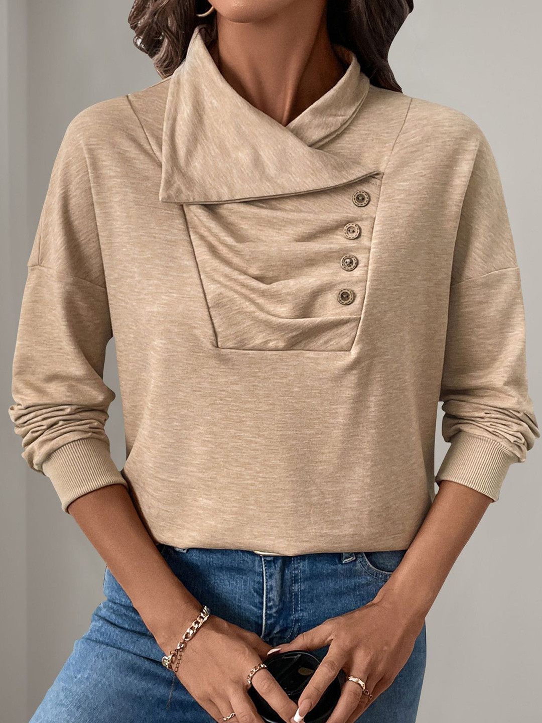 

StyleCast x Revolte Women Sweatshirt, Khaki