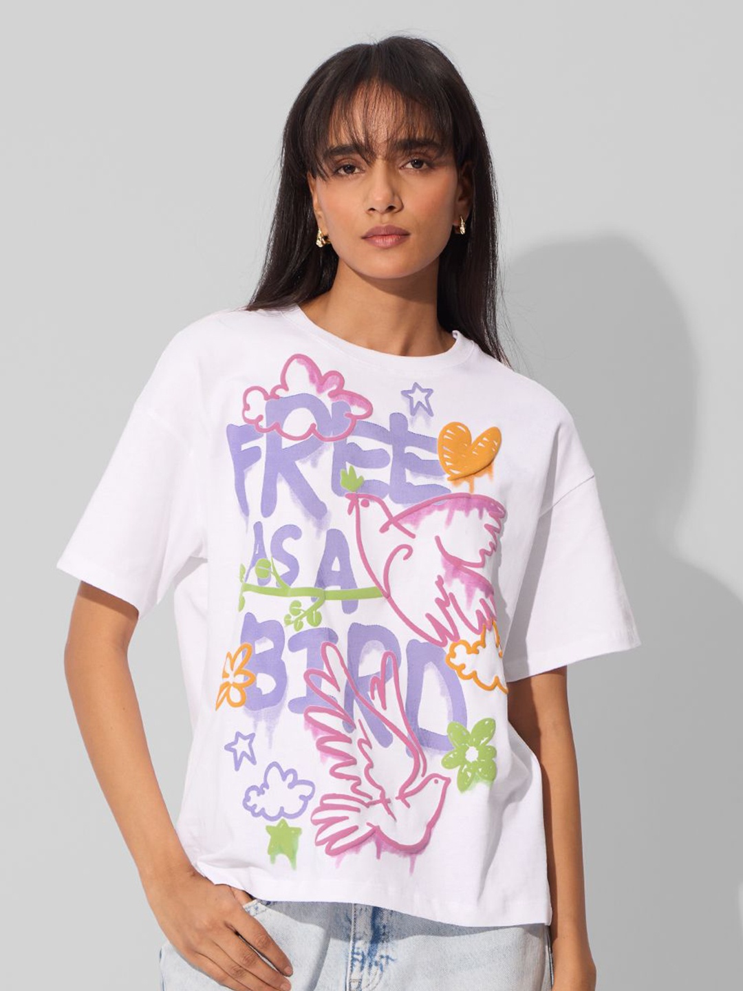 

The Souled Store Women Typography Printed T-shirt, White