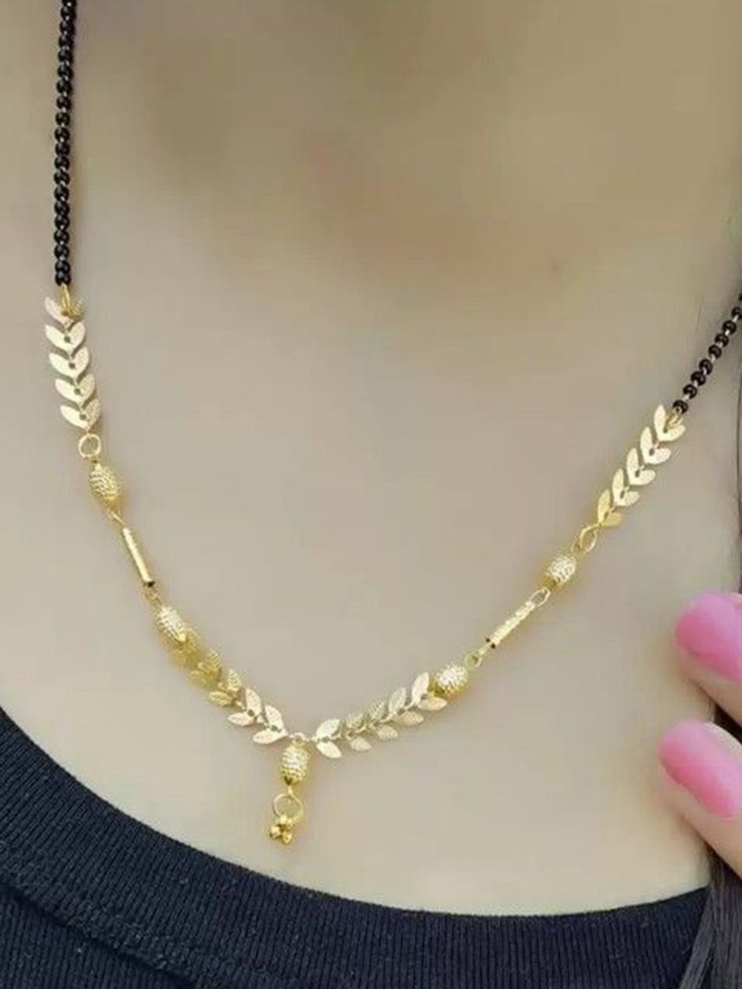 

Wynona Gold-Plated Artificial Beads Mangalsutra