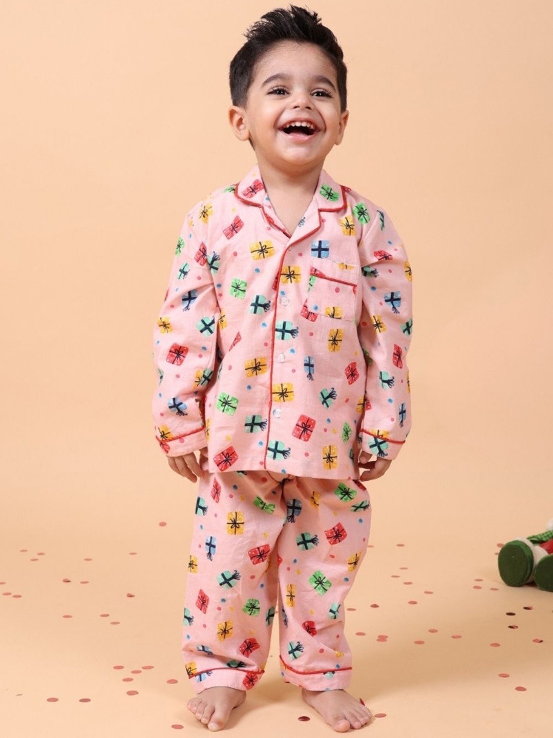 

MAMA AND PEACHES Unisex Kids Printed Night suit, Pink