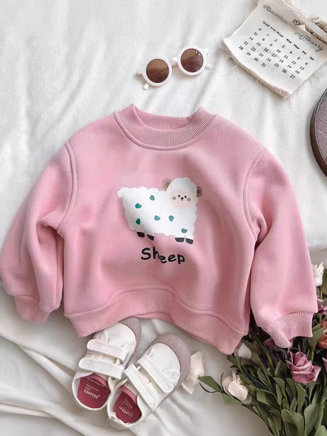 

FOREVER FRIDAY Girls Graphic Printed Pullover Sweatshirt, Pink