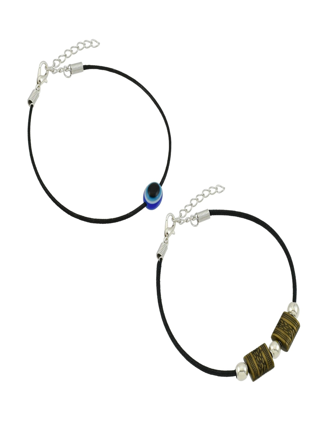 

HIGH TRENDZ Women Set of 2 Anklets, Black