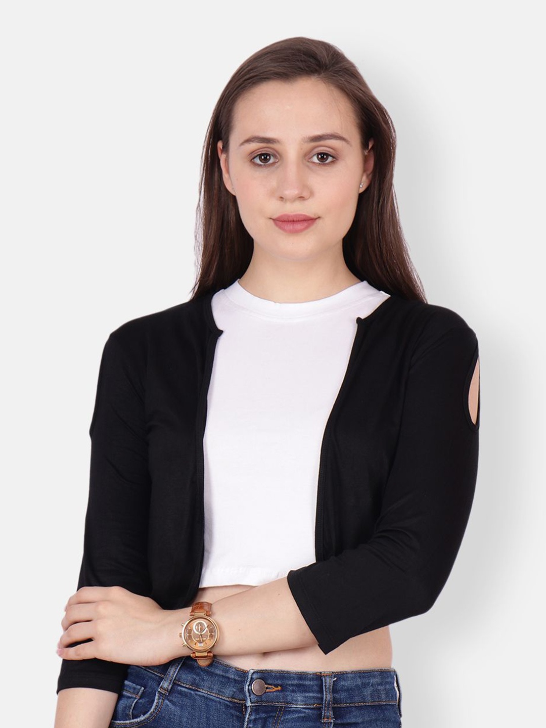 

SCORPIUS Women Crop Shrug, Black
